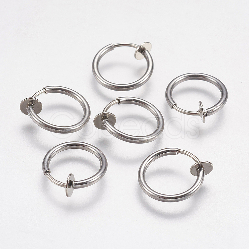 Cheap 304 Stainless Steel Retractable Clip-on Hoop Earrings Online Stainless Steel Clip On Earrings