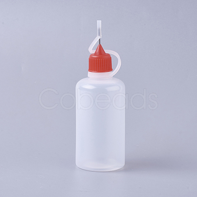 Plastic Squeeze Bottle, Refillable Glue Bottle, With Iron Pin, Red, 3 