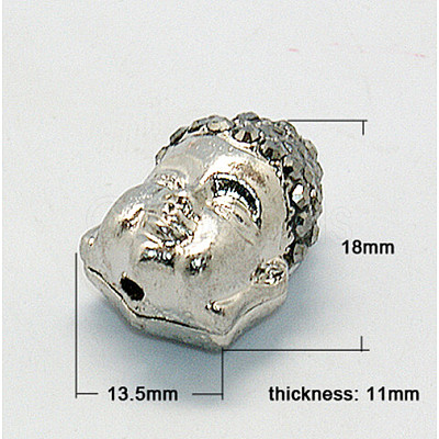 Platinum Alloy Rhinestone Beads ALRI-H169-2-1