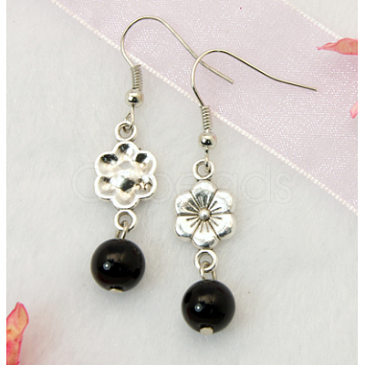 Dangle Flower Earrings EJEW-JE00178-01-1