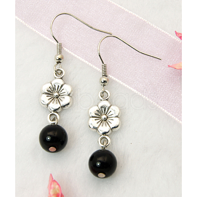 Dangle Flower Earrings EJEW-JE00178-01-1