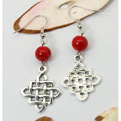 Dangle Rhombus Earrings EJEW-JE00184-1