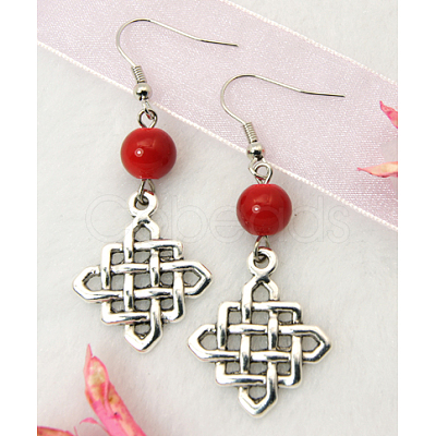 Dangle Rhombus Earrings EJEW-JE00184-1