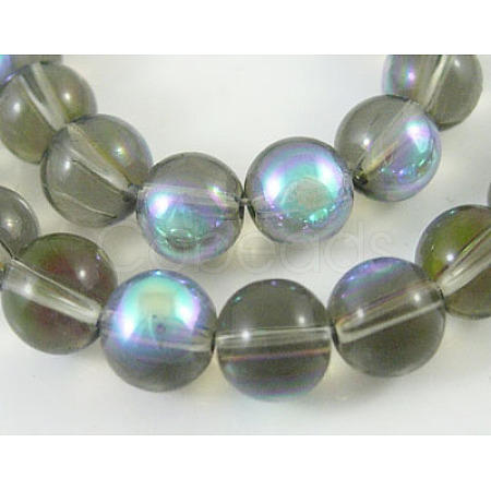 Round Glass Beads Strands GR8mm38Y-AB-1