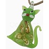 Handmade Luminous Lampwork Kitten Pendants LAMP-Y060-M-2