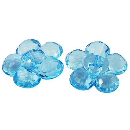 1-Hole Transparent Acrylic Faceted Flower Sewing Shank Buttons PL328Y-10-1