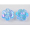 Transparent Acrylic Beads, Flower, AB Plated, Cyan, 10x4mm, Hole: 1mm, about 2000pcs/500g