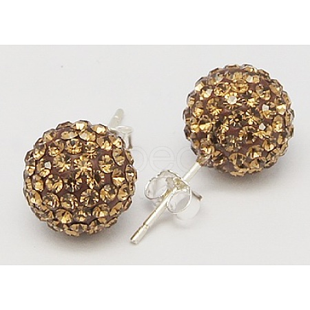 Gifts for Her Valentines Day 925 Sterling Silver Austrian Crystal Rhinestone Ball Stud Earrings for Girl Q286H101-1