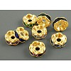 Brass Rhinestone Spacer Beads RB-A014-L7mm-G-1