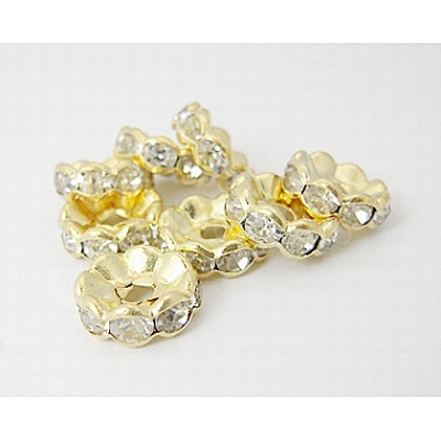 Iron Rhinestone Spacer Beads RB-A008-6MM-G-1