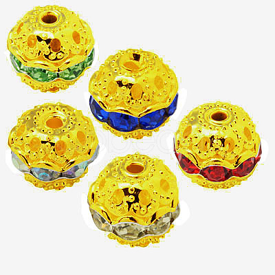 Brass Rhinestone Beads RB-A011-10mm-G-1