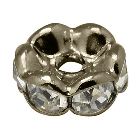 Brass Rhinestone Spacer Beads RB-A014-L7mm-01B-1