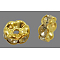 Brass Rhinestone Spacer Beads, Grade A, Wavy Edge, Golden Metal Color, Rondelle, Crystal, 7x3.2mm, Hole: 1mm