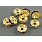 Brass Rhinestone Spacer Beads, Grade A, Wavy Edge, Golden Metal Color, Rondelle, Mixed Color, 7x3.2mm, Hole: 1mm