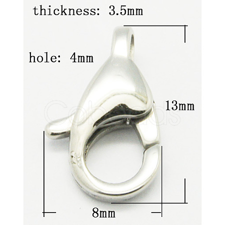 Tarnish Resistant 304 Stainless Steel Lobster Claw Clasps STAS-Q048-2-1