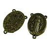 Holy Oval Carved Virgin Mary Tibetan Style Alloy Chandelier Component Links TIBEP-LF0961YKG-AB-LF-1