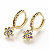 Brass Micro Pave Colorful Cubic Zirconia Dangle Hoop Earrings EJEW-S208-084-2