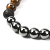 Round Natural & Synthetic Gemstone Beads Stretch Bracelet Set BJEW-JB07030-8