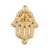 Eco-Friendly Rack Plating Brass Micro Pave Clear Cubic Zirconia Connector Charms KK-F847-05G-1