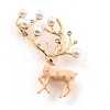Deer Alloy Brooch with Resin Pearl JEWB-O009-06-1