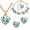 Glass Heart Jewelry Set PW-WG19473-04-1