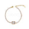 Elegant European Stainless Steel Pave Clear Cubic Zirconia Link Bracelets for Women PD8073-6-1