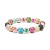 Luminous Acrylic Letter Beaded Stretch Bracelet for Women BJEW-JB07566-1