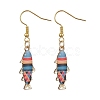 Light Gold Alloy Enamel Dangle Earrings EJEW-JE05607-01-1