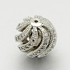 Brass Micro Pave Cubic Zirconia Hollow Round Beads ZIRC-M039-05P-10mm-RS-1