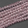 Faceted(32 Facets) Round Glass Beads Strands X-EGLA-J042-4mm-19-2