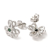 Rack Plating Brass Clover Stud Earrings with Cubic Zirconia for Women EJEW-A101-02P-2