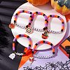 Pumpkin & Spider Web Alloy Enamel Charm Bracelets BJEW-JB10886-2