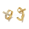 Cross Brass Stud Earrings EJEW-R162-02G-01-2