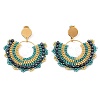 304 Stainless Steel & Bohemian Beaded Fan Dangle Stud Earrings for Women EJEW-R001-05G-01-2