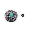 1-Hole Alloy & Cat eye Turquoise Buttons PALLOY-WH0092-10B-P-1