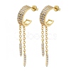 Brass Micro Pave Clear Cubic Zirconia Stud Earrings EJEW-A045-01G-1