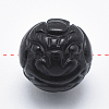 Carved Round Natural Obsidian Beads G-P360-01-12mm-2
