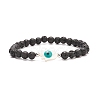 Hamsa Hand with Evil Eye Shell & Natural Lava Rock Beaded Stretch Bracelet BJEW-JB08235-04-1