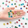 Square with Glitter Powder Mosaic Tiles Glass Cabochons DIY-P045-04-4