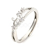 Crescent Moon Brass Adjustable Ring with Cubic Zirconia RJEW-Q781-06P-1