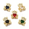 Rack Plating Brass Micro Pave Clear Cubic Zirconia Connector Charms KK-C013-01G-1