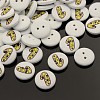 2-Hole Flat Round Number Printed Wooden Sewing Buttons BUTT-M002-13mm-1-1