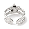 304 Stainless Steel Open Cuff Ring for Women RJEW-F166-06P-01-3