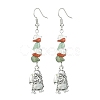 Christmas Theme Tibetan Style Alloy Dangle Earrings with Brass Pins EJEW-JE05307-2