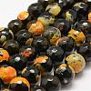 Faceted Natural Fire Crackle Agate Beads Strands G-F447-12mm-A09-1