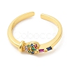 Colorful Cubic Zirconia Heart Open Cuff Rings RJEW-L106-004G-2
