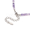 Clear Cubic Zirconia Bowknot Pendant Necklace with Natural Amethyst Beaded Chains for Women NJEW-JN04271-03-3