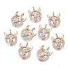 Brass Micro Pave Clear Cubic Zirconia Charms KK-S359-094-RS-1