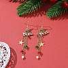 Word Noel Alloy Enamel & Glass Beads Dangle Earrings EJEW-TA00229-2