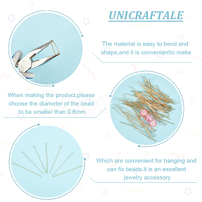 Unicraftale 200Pcs 304 Stainless Steel Flat Head Pins STAS-UN0047-85-1